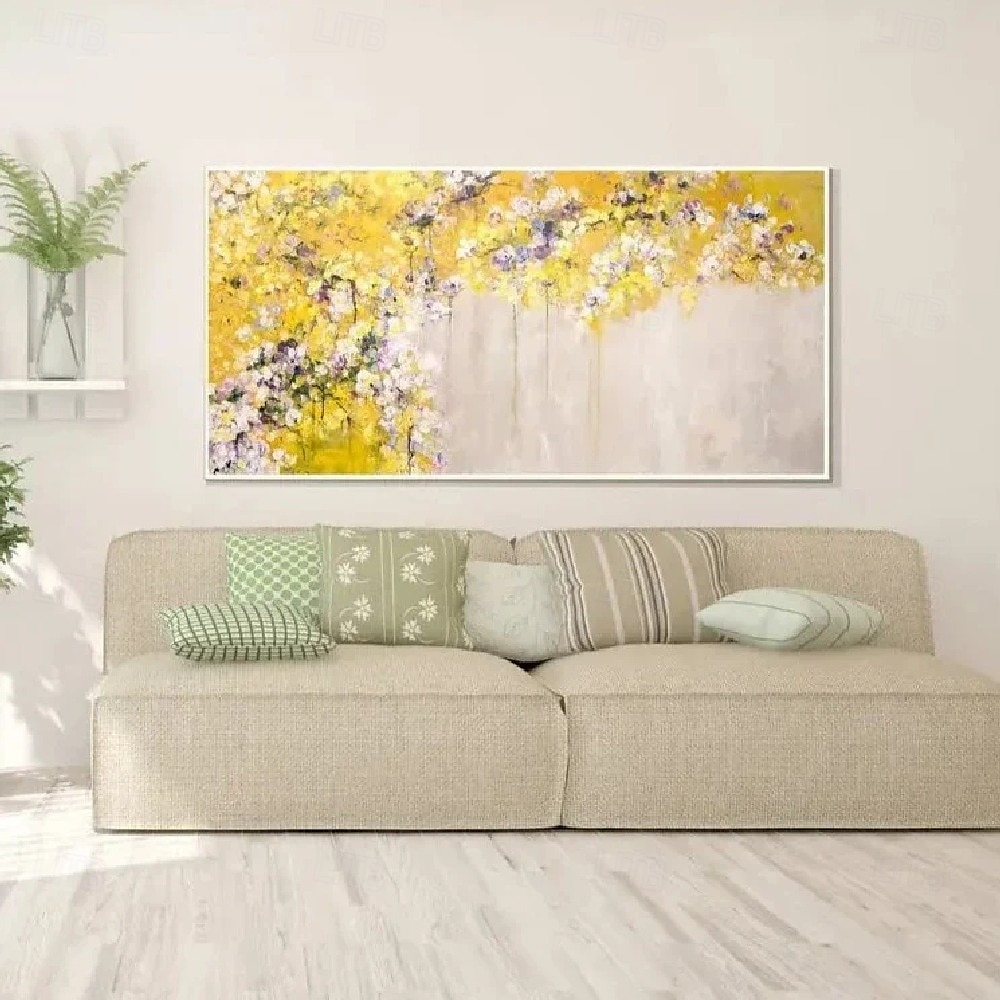 peinture à l'huile abstraite peinte à la main sur toile feuille d'or peinture à l'huile moderne champ de fleurs sauvages peint à la main peinture à l'huile paysage art mural peinture florale grand art de 2025 ? $69.99 –P5