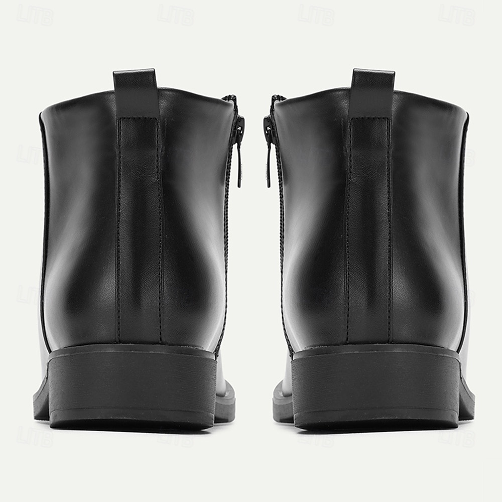 Men's Classic Black Ankle Boots – Sleek Minimalist Design with Side Zip, Comfortable Everyday Footwear for Fall & Winter 2025 - $54.99 –P5