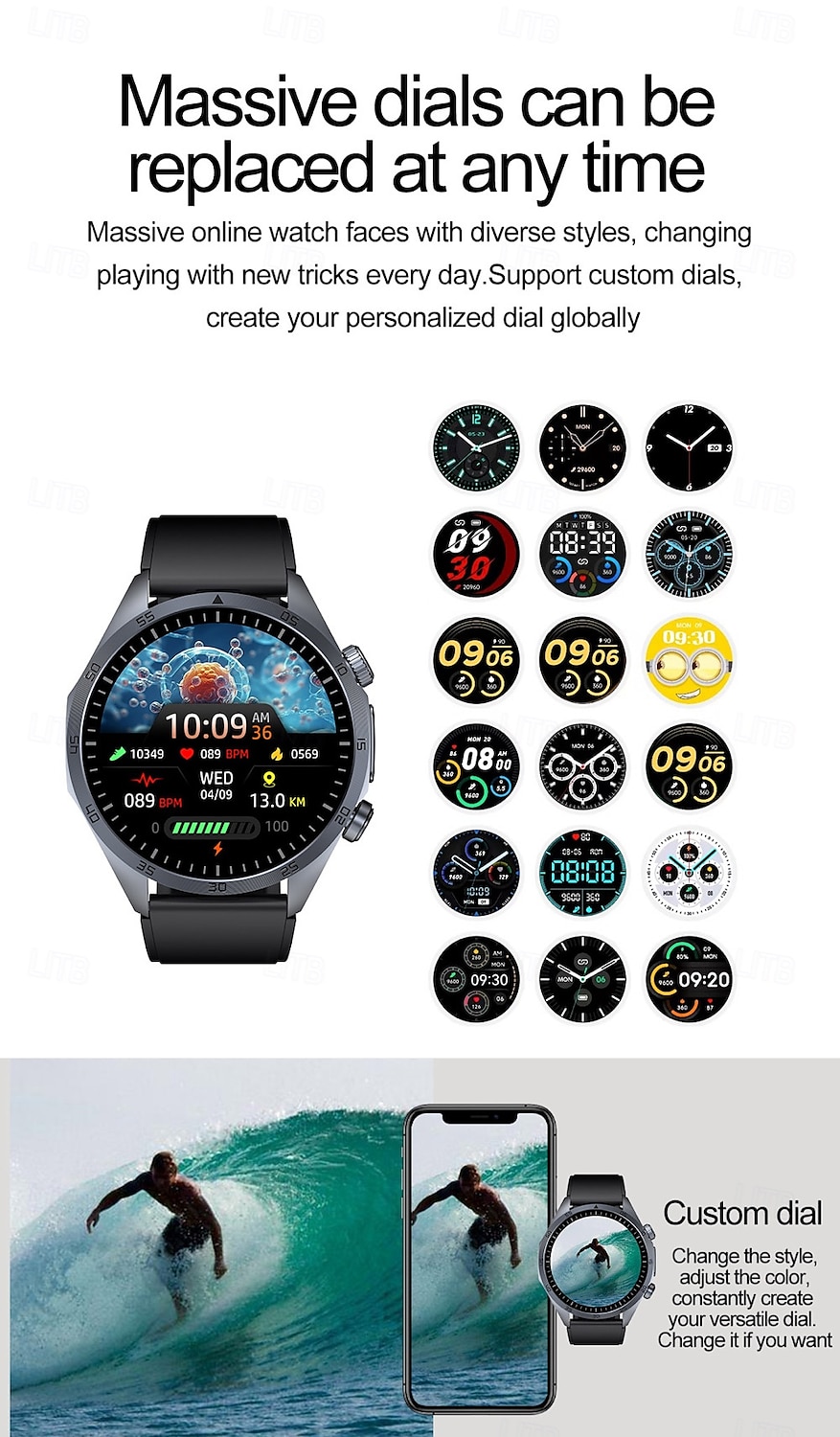 696 TK79 Smart Watch 1.47 inch Smart Band Fitness Bracelet Bluetooth ECG+PPG Temperature Monitoring Pedometer Compatible with Android iOS Women Men Message Reminder IPX-0 27mm Watch Case 2025 - $66.99 –P5