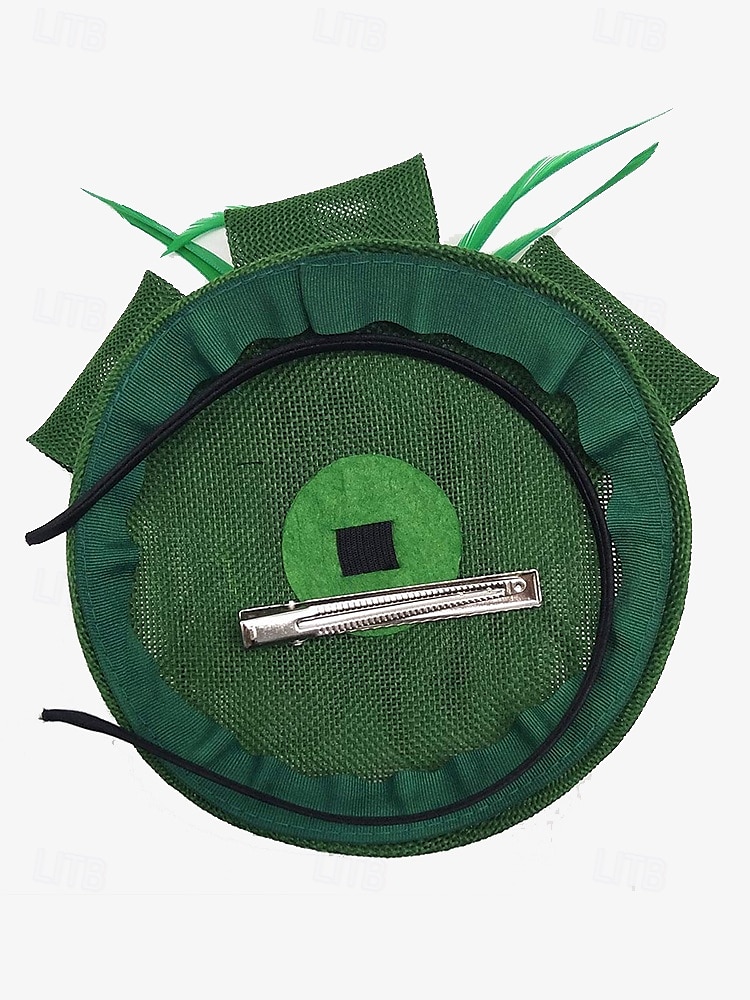 chapeau fascinateur vert pour femme avec nœud et plumes – coiffe élégante pour mariages, goûters et occasions spéciales de 2025 ? $14.99 –P4