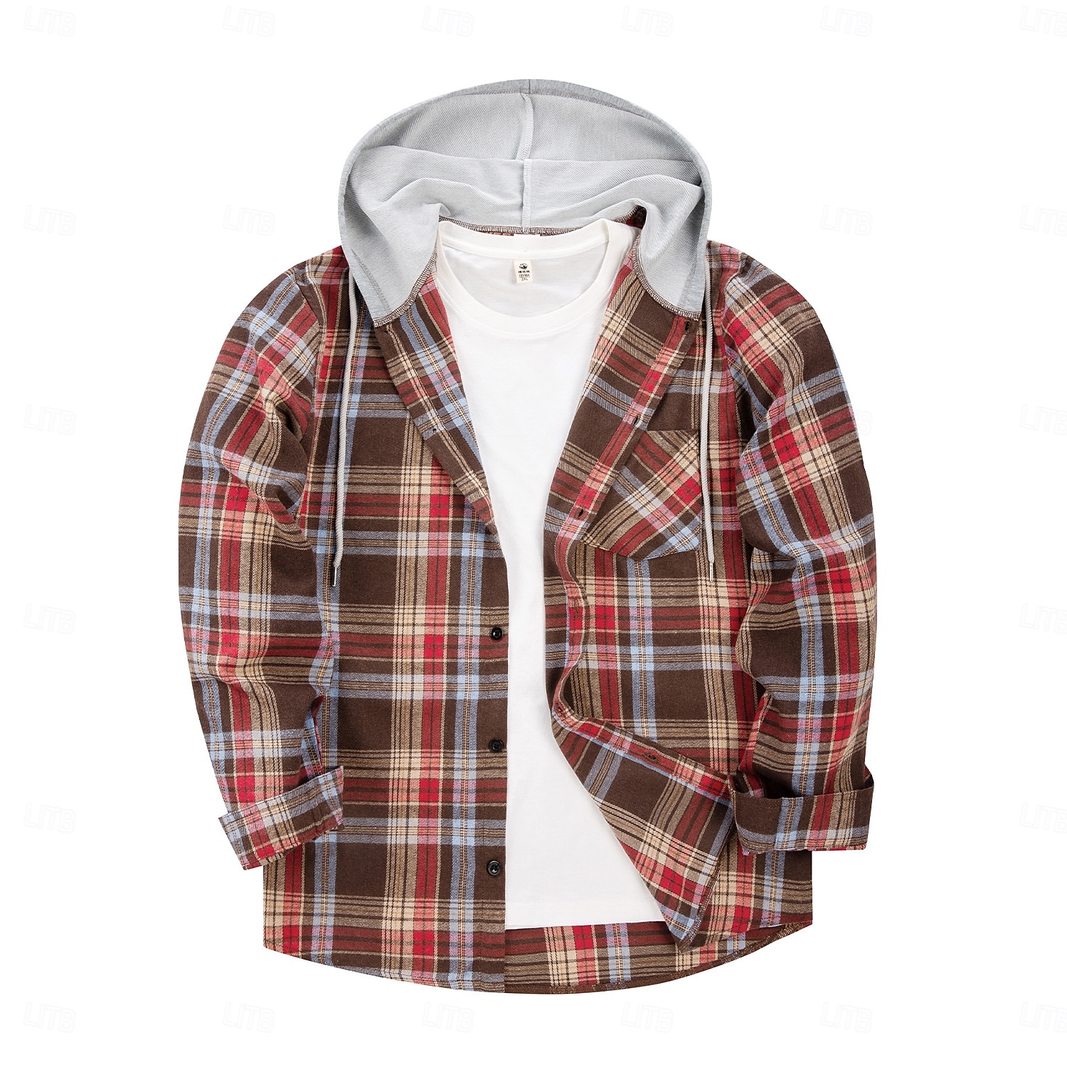 Men's Shirt Flannel Shirt Overshirt Christmas Shirt Black Green Coffee Long Sleeve Plaid Hooded Outdoor Street Clothing Apparel Fashion Casual Comfortable 2026 - $26.99 –P6