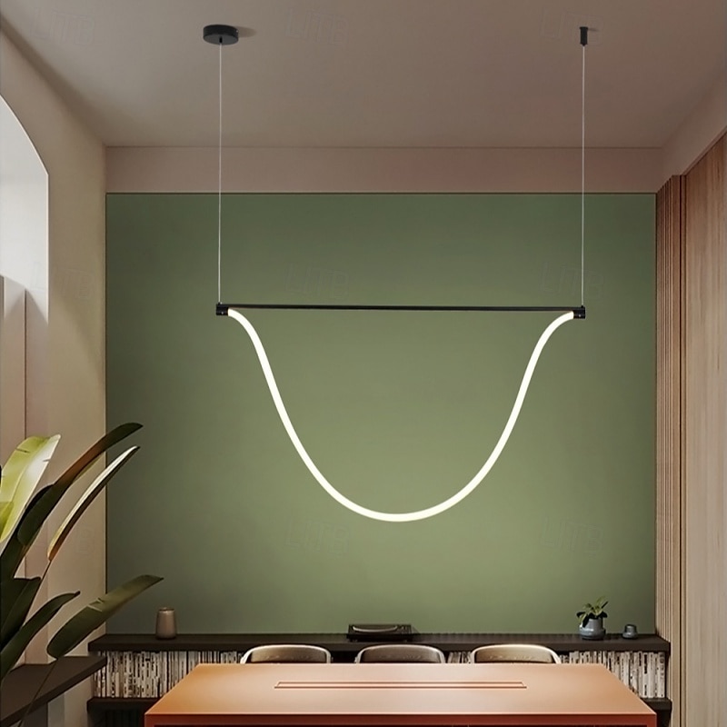 lampada a sospensione lineare sottile in metallo con tubo lungo e paralume in silicone lampada a sospensione a led lampade a goccia nere a flute 110-240v del 2025 a $249.99 –P1