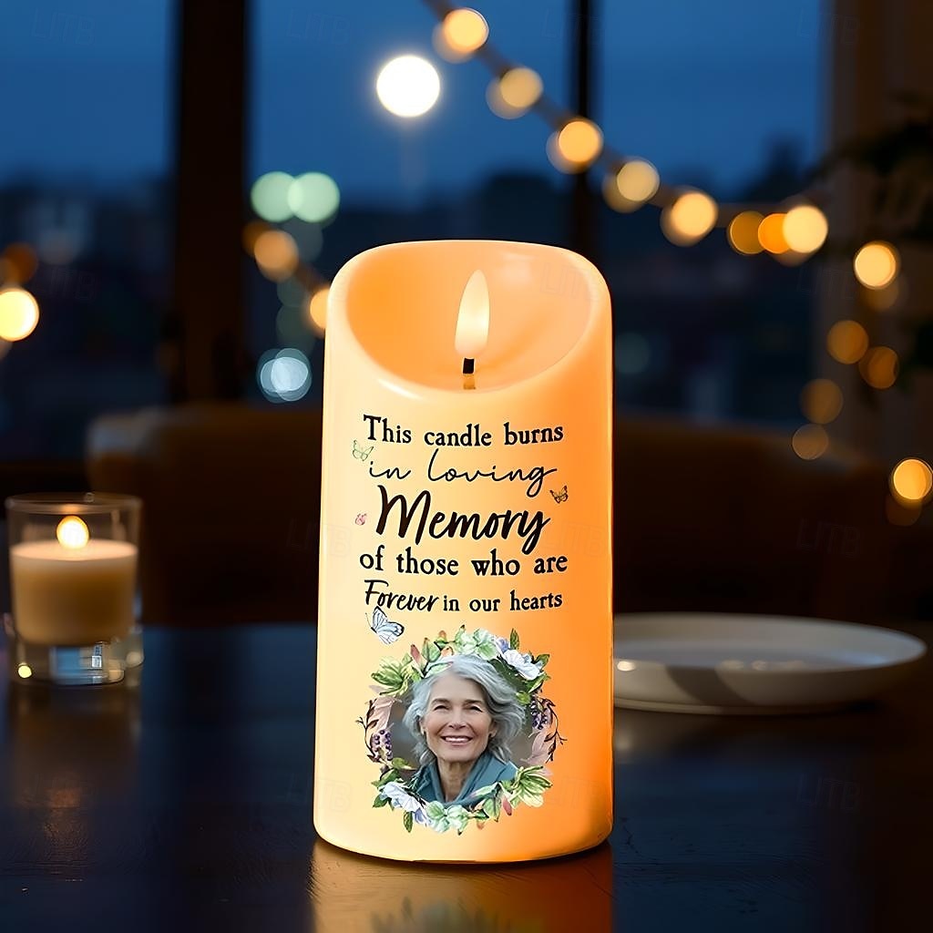 Vela LED conmemorativa personalizada, foto personalizada, regalos de condolencia por la pérdida de seres queridos, elegante luz de recuerdo para la decoración del dormitorio del hogar, homenaje a los seres queridos fallecidos 2025 - $26.99 –P3