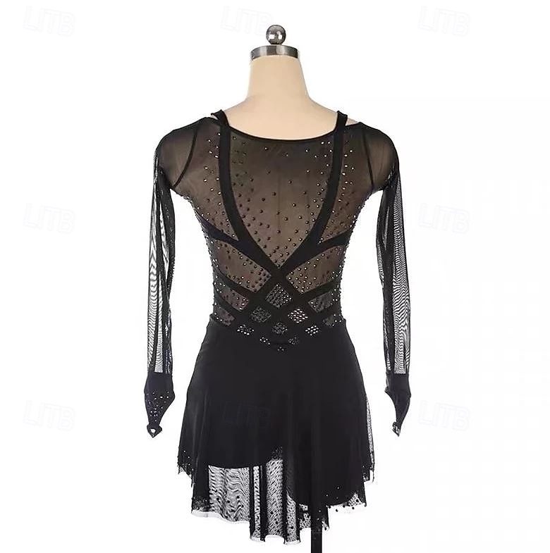 Φόρεμα για φιγούρες πατινάζ Γυναικεία Κοριτσίστικα Patinaj Φορέματα Μαύρο Κουρελού Οπή για τον αντίχειρα Δίχτυ Σπαντέξ Ελαστικό Εκπαίδευση Εξάσκηση Επαγγελματική Ενδυμασία πατινάζ Διατηρείτε Ζεστό 2026 - $329.89 –P2