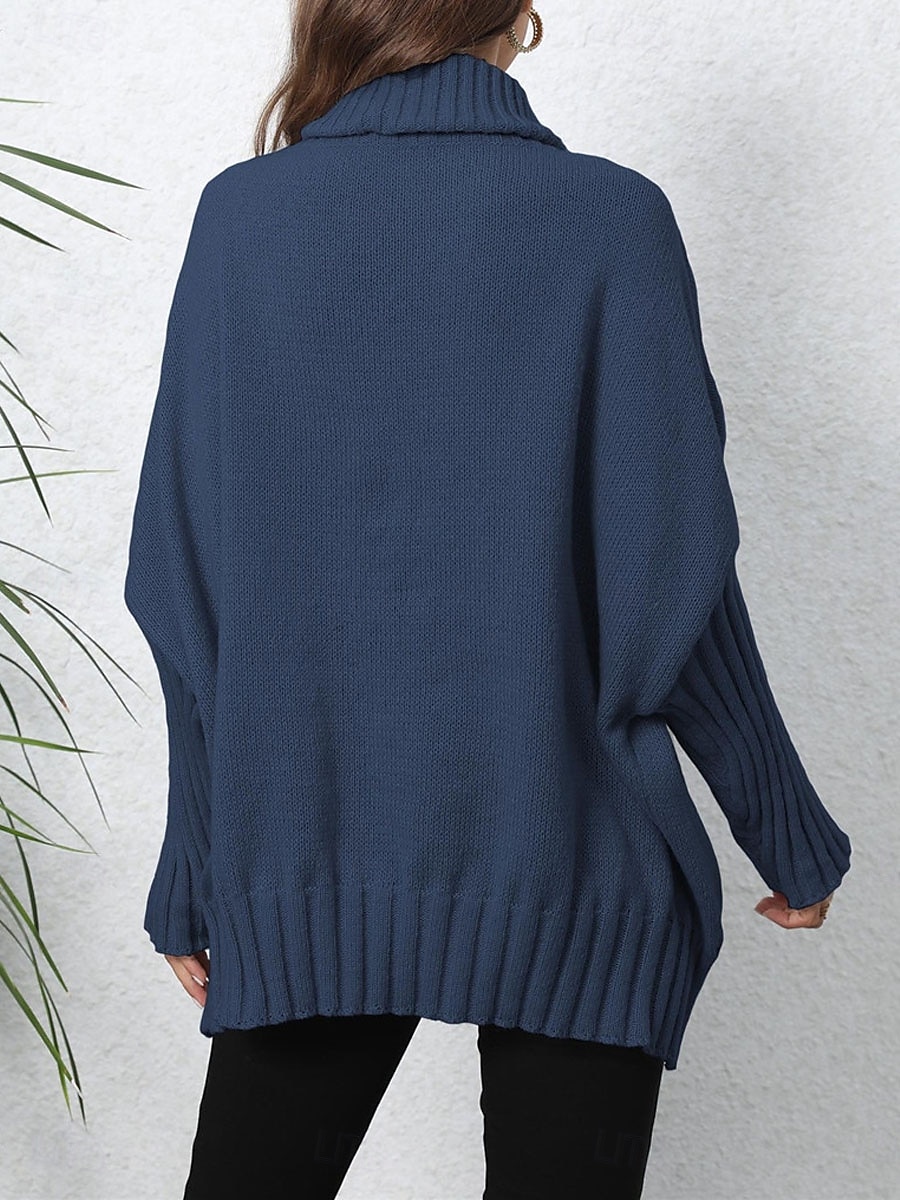 Damen Pullover Brautkleider schlicht Weich Einfarbig Gerippt Rollkragen Strick Langarm Normale Oberteile Stricken Outdoor Täglich Wochenende Marineblau Grün Herbst Winter 2025 - $51.99 –P4
