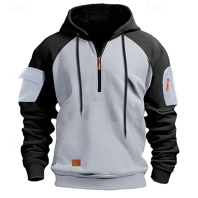 Per uomo Felpa con cappuccio Felpa con cappuccio e cerniera a un quarto Felpa con cappuccio tattica Nero Blu marino Cachi Grigio scuro Grigio Con cappuccio Color Block Compatto Sportivo Giornaliero del 2025 a $28.99 –P5