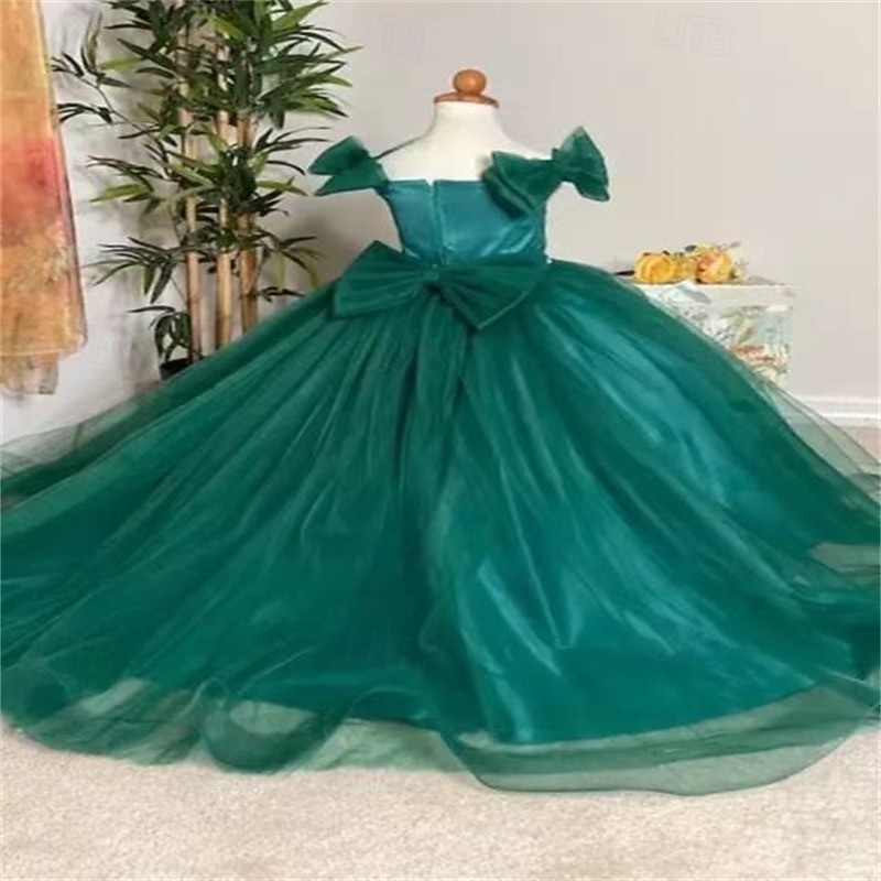 kinderkleidung Mädchen Party Kleid Feste Farbe Kurzarm Leistung Gitter Prinzessin Süß Gitter Mitte der Wade Etuikleid Tüll-Kleid Sommer Frühling Herbst 2-12 Jahre Grün 2025 - $82.99 –P3