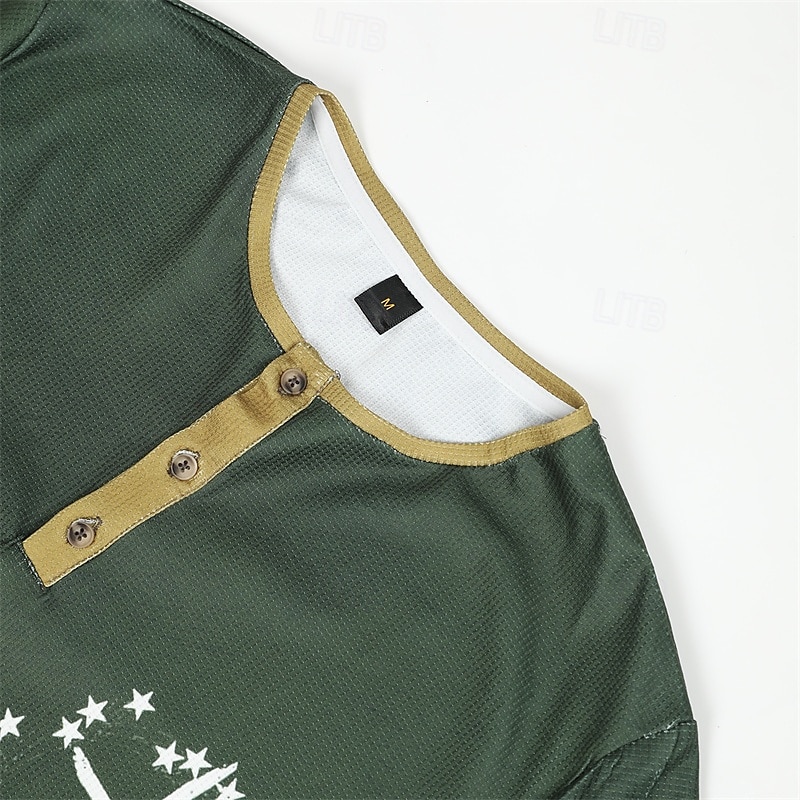 Férfi Grafika Križ Jézus Henley ing Gofris póló Hosszú ujj 3D nyomtatás Dizájn Egyszerű Alkalmi Szabadtéri sport Szabadság Fesztivál Tavasz & Ősz Fekete Fehér Barna Lóhere Henley Henley póló 2025 - $23.99 –P6