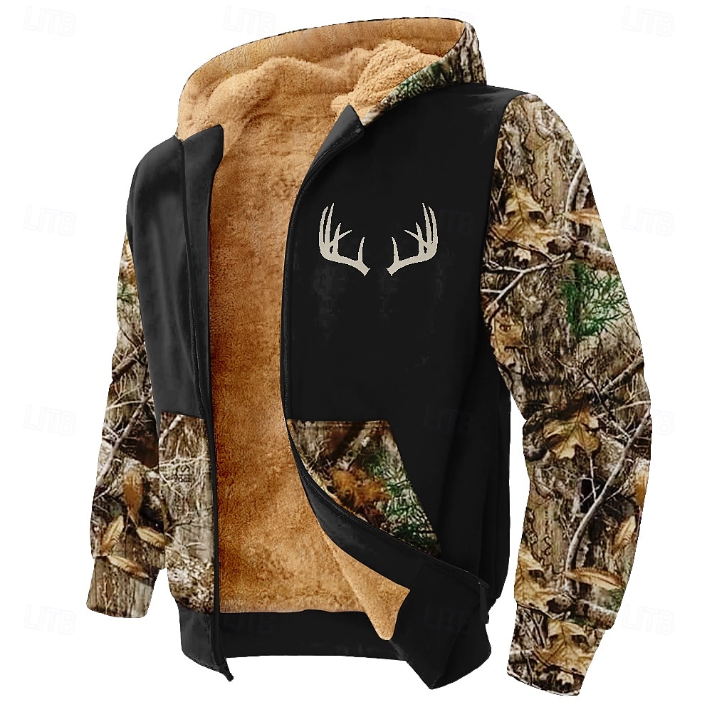 Per uomo Camouflage Cervo Vello Felpe Felpa con cappuccio Manica lunga Felpa con cappuccio Con cappuccio Di tendenza Stampa 3D Feste Da caccia Nero Bianco A cordoncino Autunno Inverno progettista del 2025 a $47.99 –P5