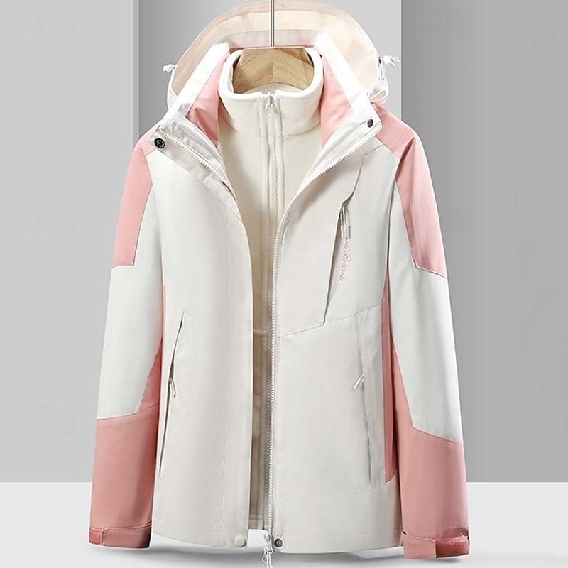 Damen Soft Shell Jacke Wanderjacke Winter Draussen Farbblock warm Fleece-Futter Windundurchlässig Wasserdicht 3-in-1-Jacke Leichte Jacke Windbreaker-Jacke Reisen Hellrosa Weiß Rosa Rot Purpur 2025 - $75.99 –P8