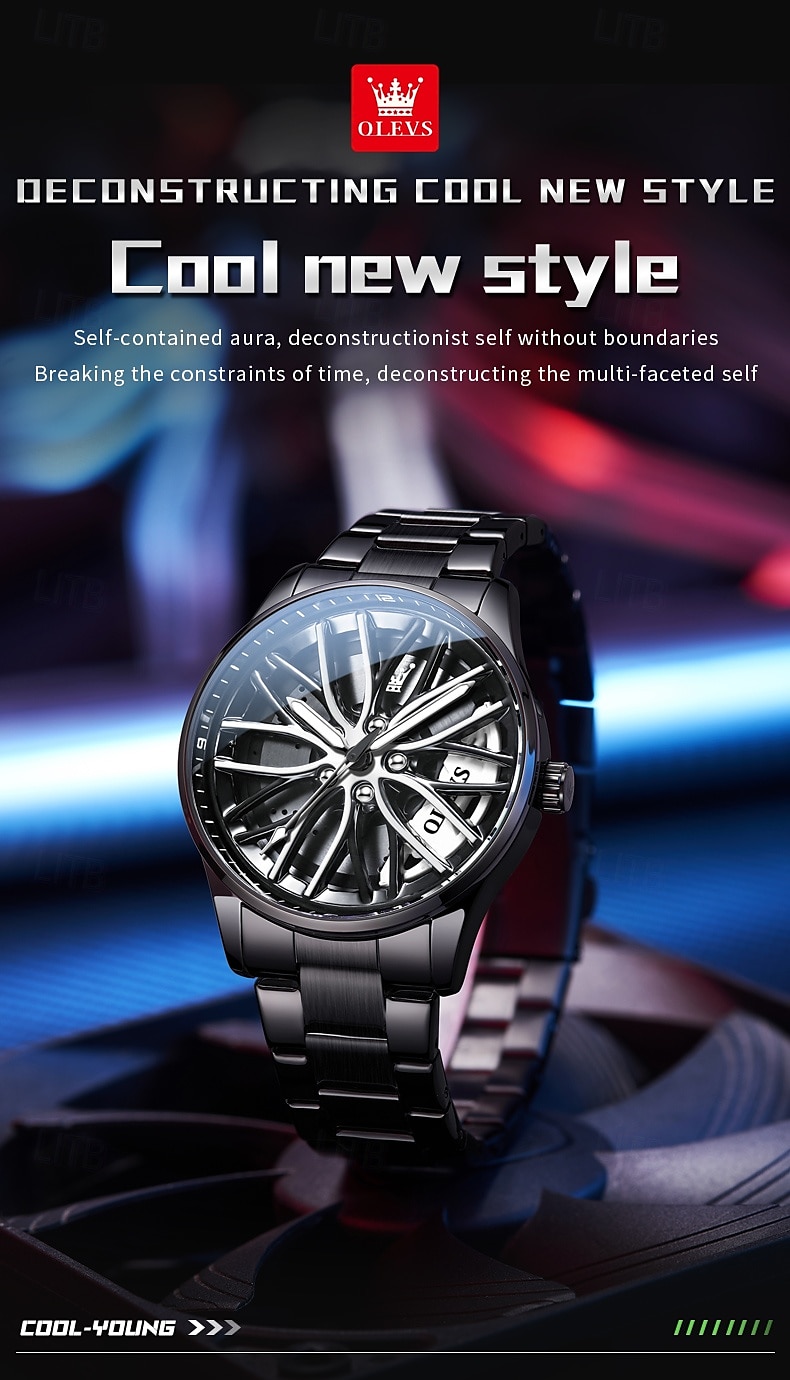 Часы OLEVS Men Quartz - креативные модные повседневные наручные часы со светящимися элементами и водонепроницаемыми стальными украшениями 2025 - $35.99 –P11