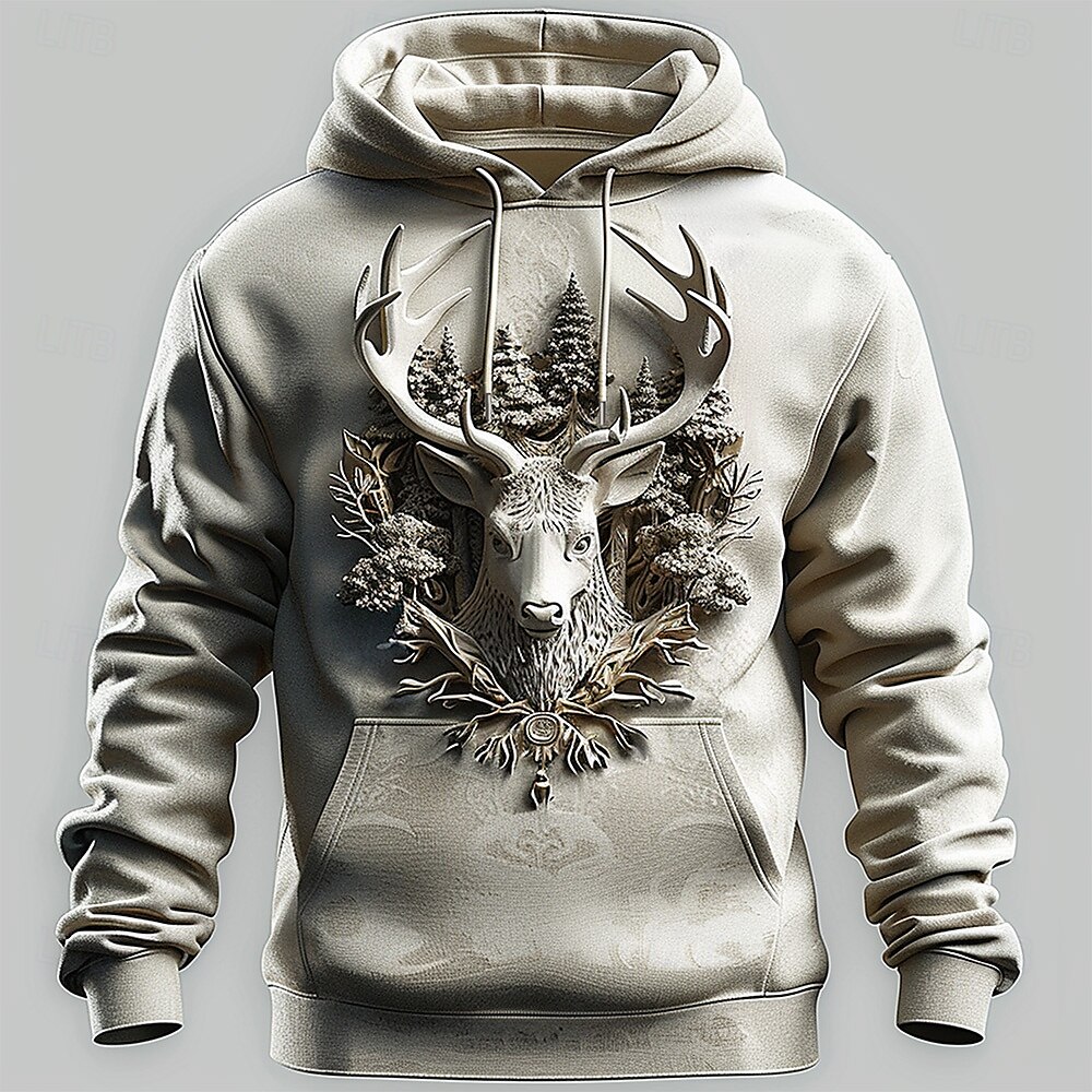 Hombre Venados Sudaderas Sudadera Abrigos Sudadera con capucha Cuello Barco Moda Impresión 3D Fiesta Festivos Ropa de calle Blanco Correa Otoño Invierno Diseñador 2025 - $29.99 –P1