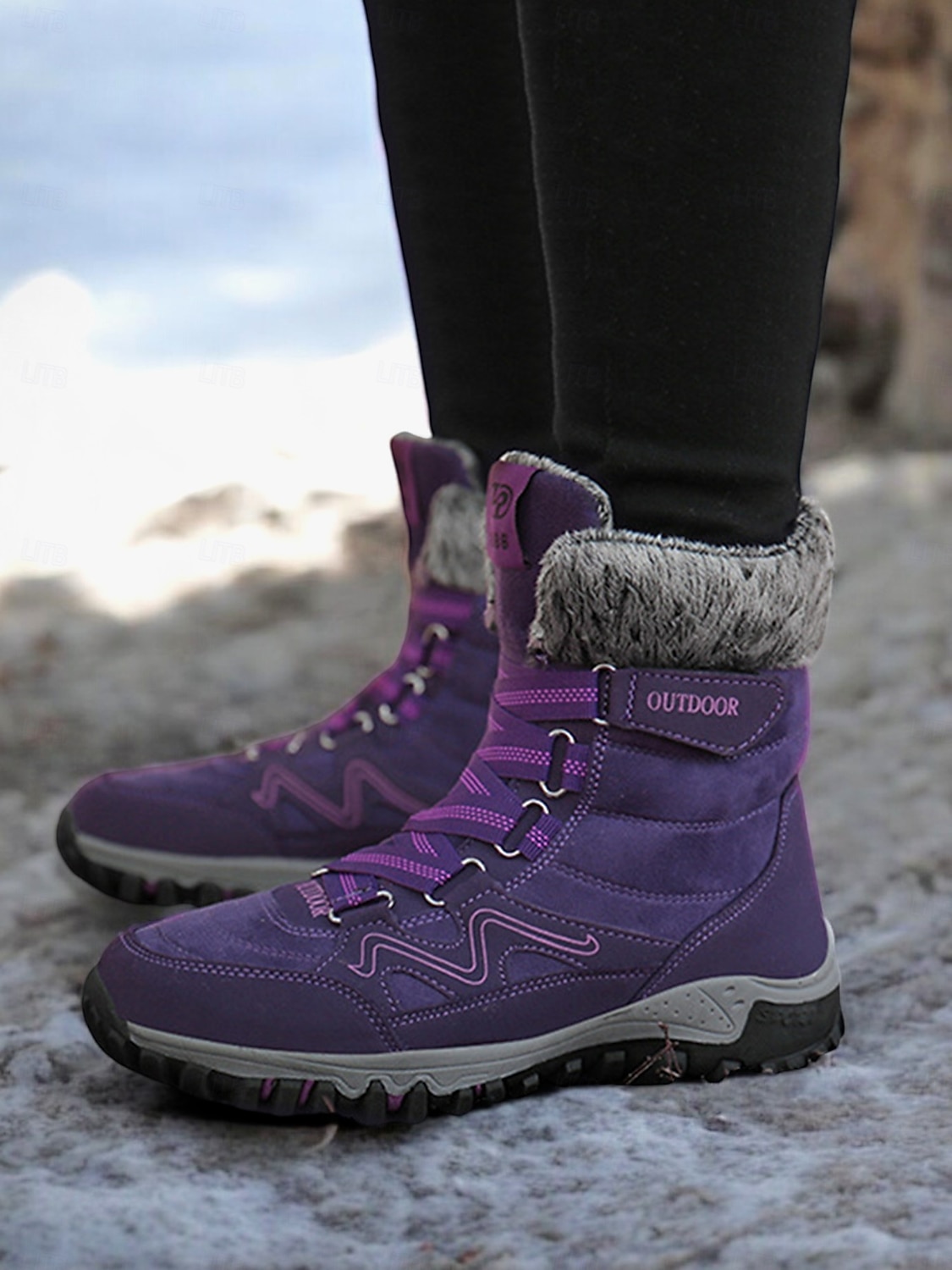 botas de caminhada de inverno femininas à prova d'água - botas de neve com cadarço e isolamento com gola de pele sintética para aventuras ao ar livre de 2025 por $59.99 –P1