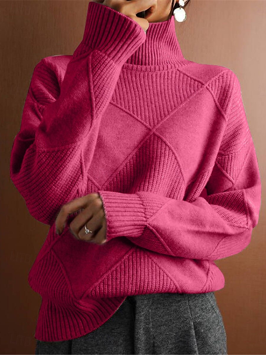 Femme Pull Chandail Décontractées Flexible Couleur monochrome A côtes Col Roulé Tricoté manche longue Hauts réguliers Tricoter Extérieur du quotidien Fin de semaine Fuchsia Orange Automne Hiver de 2025 ? $54.99 –P2