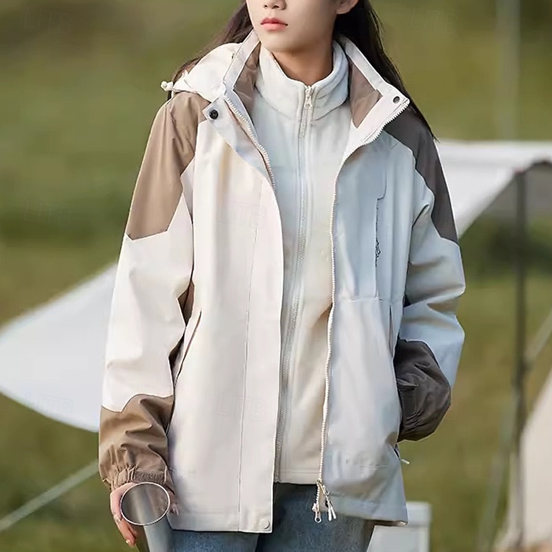 Damen Soft Shell Jacke Wanderjacke Winter Draussen Farbblock warm Fleece-Futter Windundurchlässig Wasserdicht 3-in-1-Jacke Leichte Jacke Windbreaker-Jacke Reisen Hellrosa Weiß Rosa Rot Purpur 2025 - $75.99 –P7