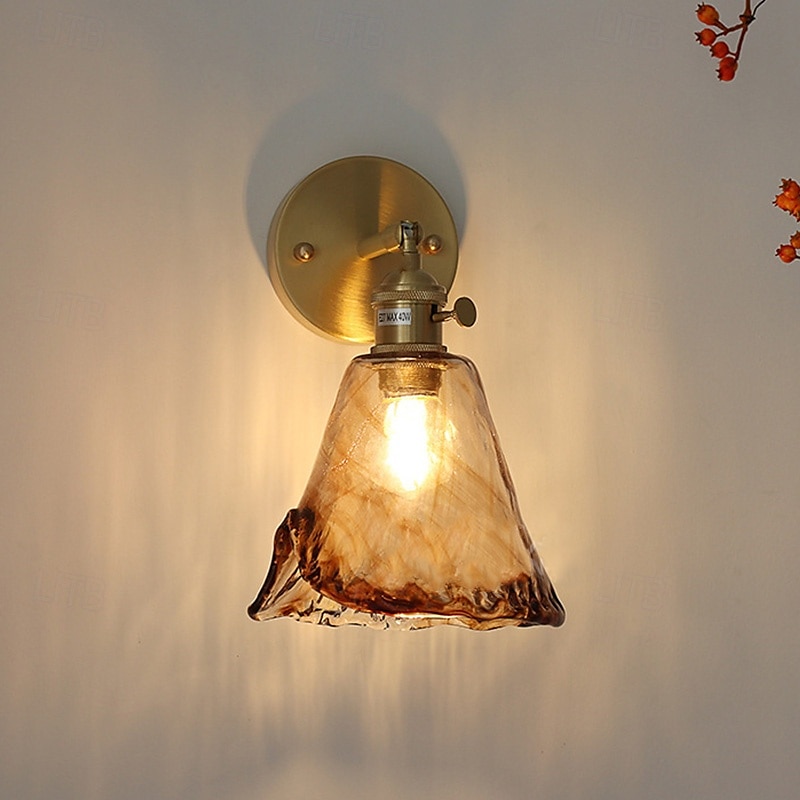 Modern Brass Wall Light Minimalist Sconces with Tea Color Glass Shade Wall Lamps with 90° Up and Down Adjustment 110-240V 2025 - $63.97 –P8