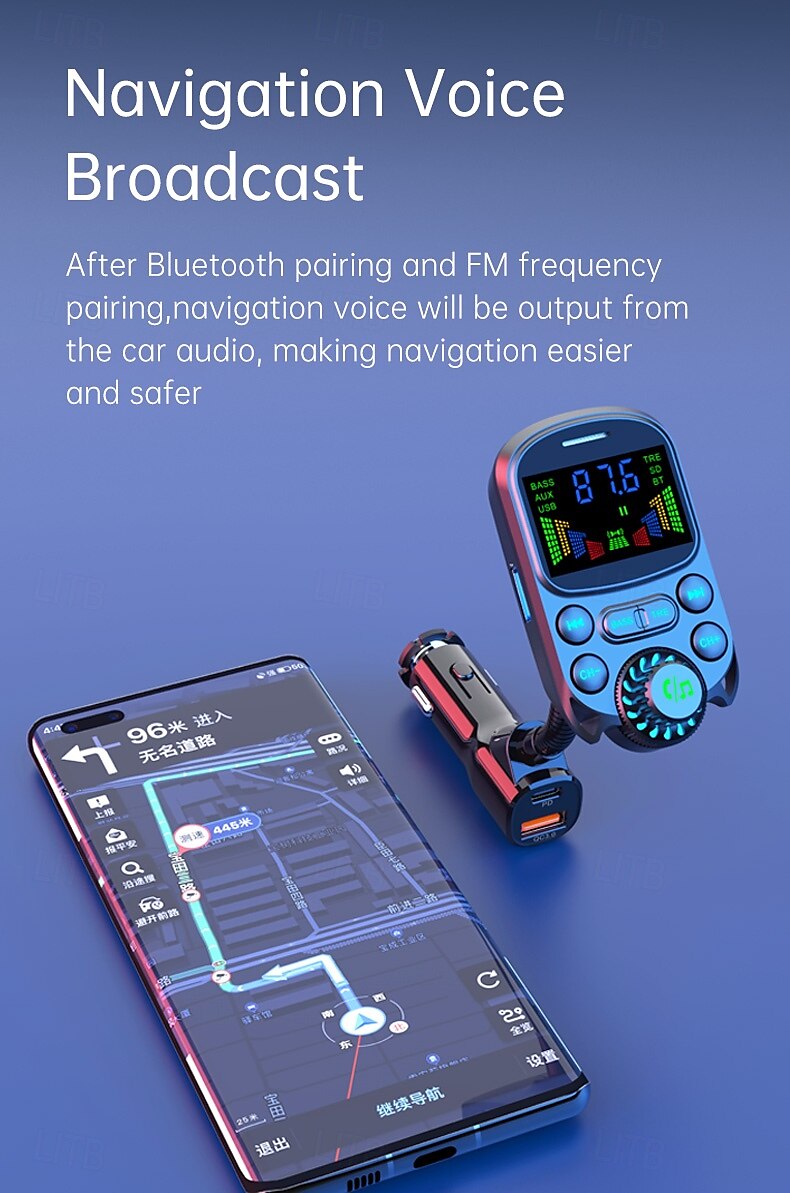 2025年 高品質のミニカー MP3 プレーヤー Bluetooth 音楽スピーカー 30W 急速充電器、車用 FM トランスミッター MP3 プレーヤー  コレクション – $43.99 –P7