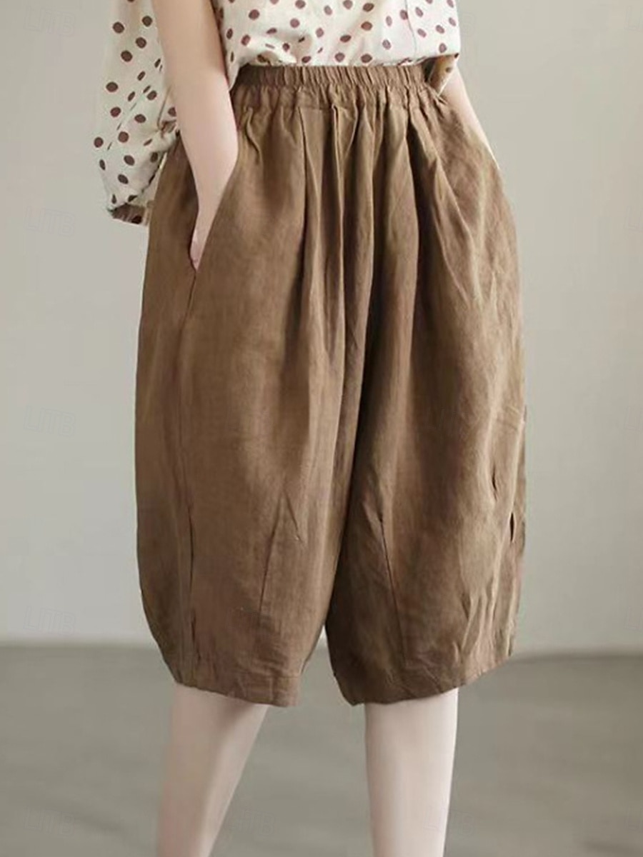 Damen Baggy Shorts Kurze Hosen Knielänge Feste Farbe Dunkelgrün Aprikose Khaki Sommer 2025 - €17.99 –P2
