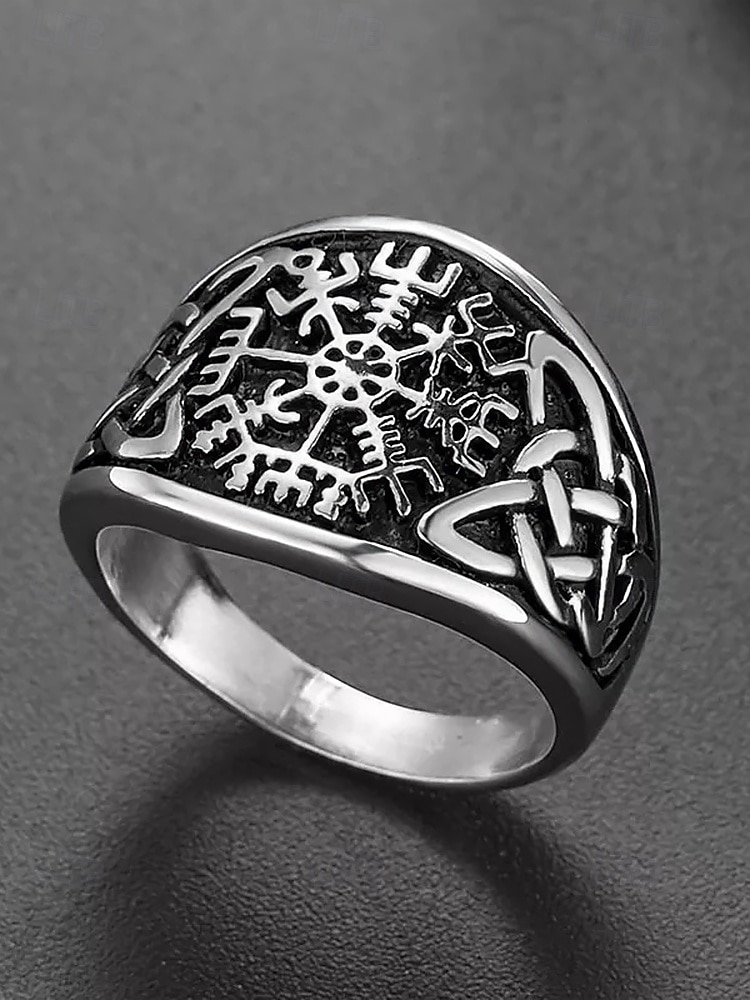 pánský prsten z vikingské runy – prsten z nerezové oceli inspirovaný severskou mytologií s rytinami starověkých symbolů, ideální pro milovníky severského stylu a duchovních šperků 2026 - $11.99 –P6