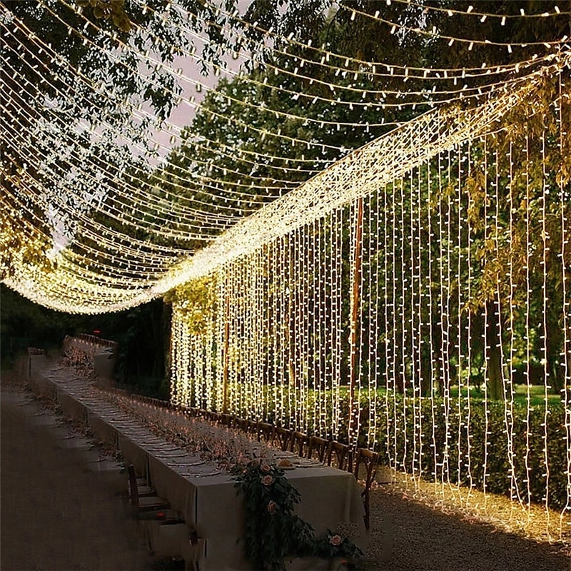 elegante festa de casamento recepção led cortina luzes de corda – 6m x 3m / 3m x 3m 600 leds cintilantes estrelas luzes de fadas para decoração de casa de 2025 por $38.99 –P3