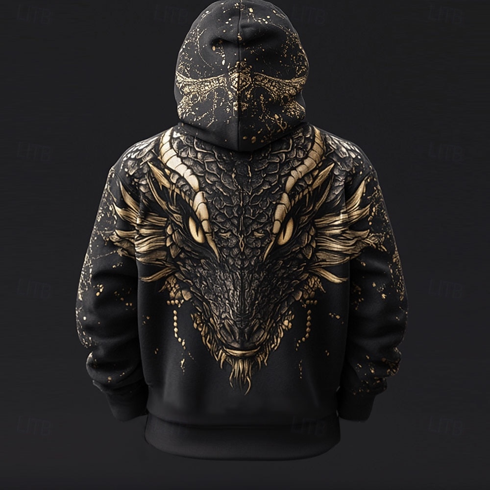 Per uomo Drago Felpe con cappuccio Moda Cool Quotidiano Manica Lunga Con Cappuccio Vacanza Uscire Abbigliamento casual alla moda Nero Coulisse Cerniera Autunno Inverno progettista S M L XL XXL XXXL del 2026 a $30.99 –P2