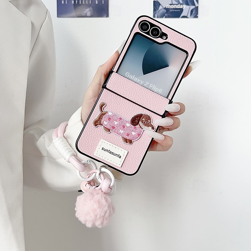 هاتف غطاء من أجل زد فليب 6 Z Flip 5 Z Flip 4 Z Flip 3 غطاء خلفي مع رباط المعصم ضد الصدمات مكتب  /  الأعمال TPU جلد PU 2025 - $19.99 –P14