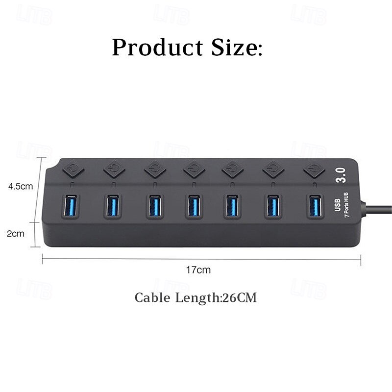 USB 3.0 Hubs 7 Ports 7-in-1 USB Hub with USB3.0*7 5V / 2A Power Delivery For Laptop 2025 - $19.99 –P5