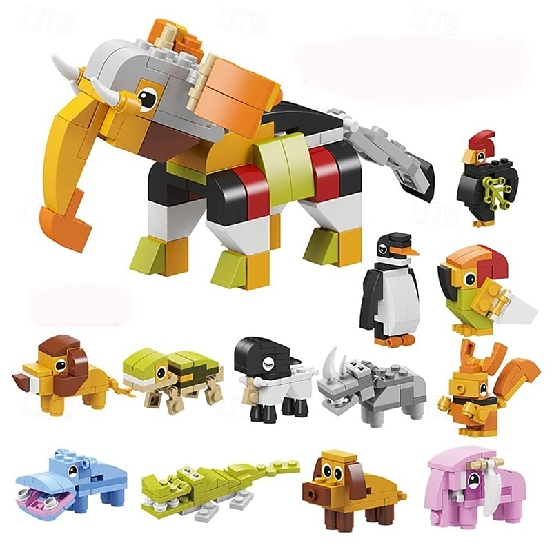 12 v 1 mini stavebnice zvířátek sada kostek na kostky pro děti do zoo z říše zvířat 2025 - $53.99 –P5