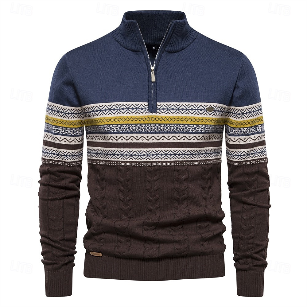 Men's Pullover Sweater Jumper Ribbed Knit Standing Collar Clothing Apparel Bishop Sleeve Spring & Fall White Navy Blue S M L 2025 - $30.99 –P4