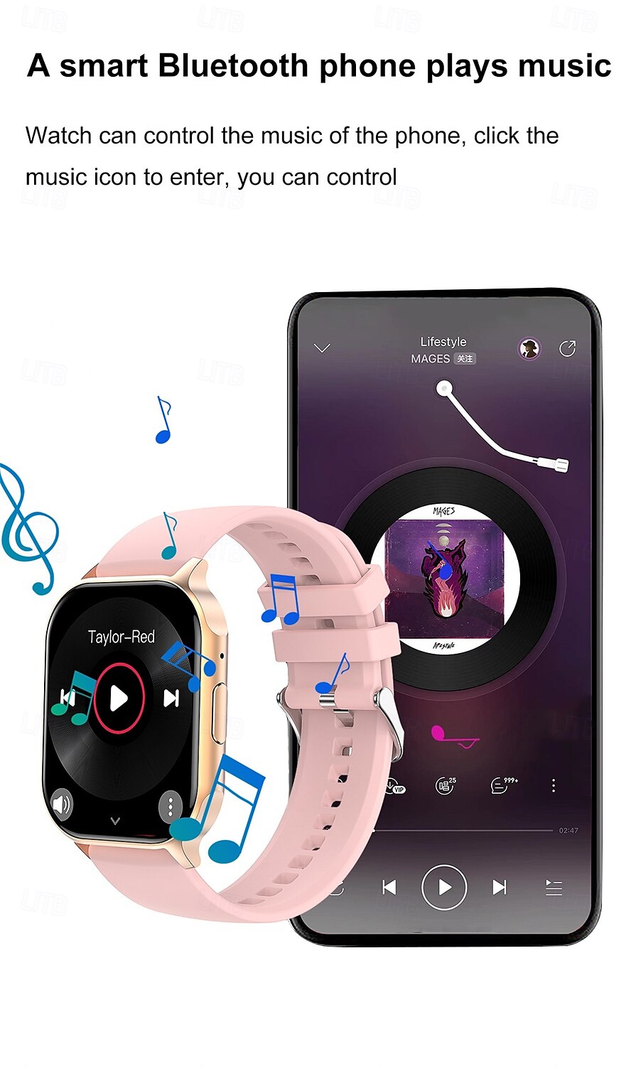 2025年 696 HK26 スマートウォッチ 2.04 インチ スマートブレスレット ブルートゥース 歩数計 着信通知 睡眠サイクル計測器 と互換性があります Android iOS 女性 ハンドフリーコール メッセージ受信通知 カメラコントロール IPX-0 40mmの時計ケース  コレクション – $49.99 –P10