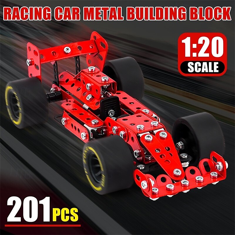 2025年 ビルディングキット カーモデル 120 スケール レースカー メタルモデル STEM プロジェクト ビルディング STEM プロジェクト おもちゃ 男の子用 8-12 レッド 車両 DIY 組み立て メタルモデル  コレクション – $31.99 –P4