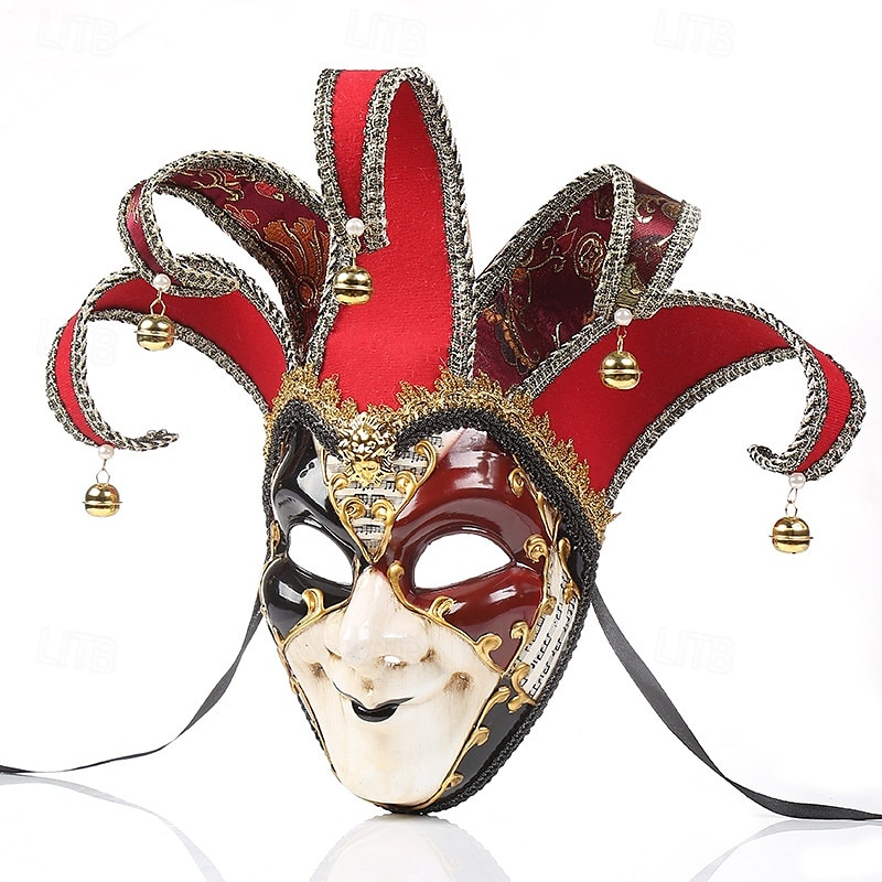 Harlekin Halloween Venezianische Maske / Arlecchino Karnevalsmaske Vollgesicht Erwachsene Herren Halloween / Karneval Party Maskerade Karneval von Venedig Einfache Halloween-Kostüme Verkleiden 2025 - $29.99 –P2