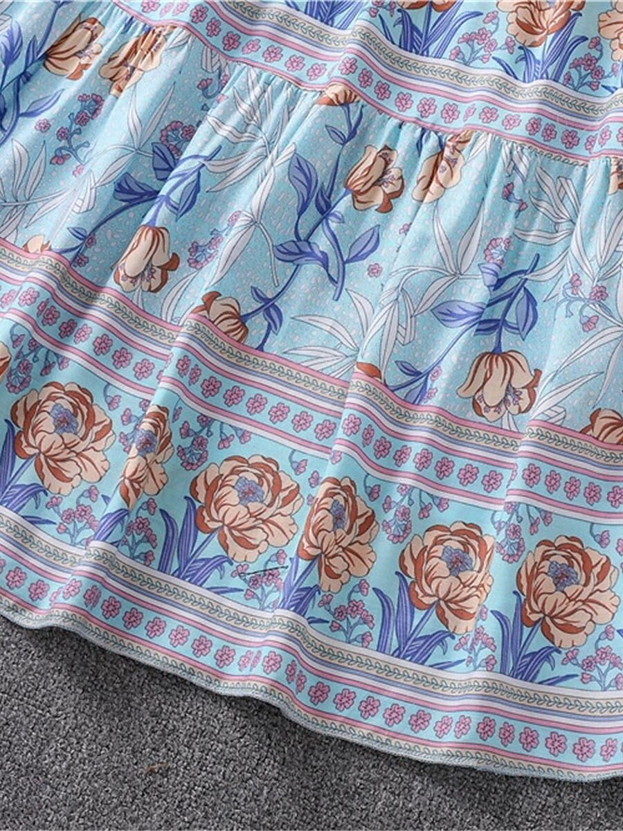Damen Midikleid Casual kleid Schaukelkleid A Linie Kleid Boho-Kleid Brautkleider schlicht Täglich Regular Fit Blumen 3/4 Ärmel V Ausschnitt Rosa Blau Aprikose Sommer Frühling Herbst 2025 - $41.99 –P12