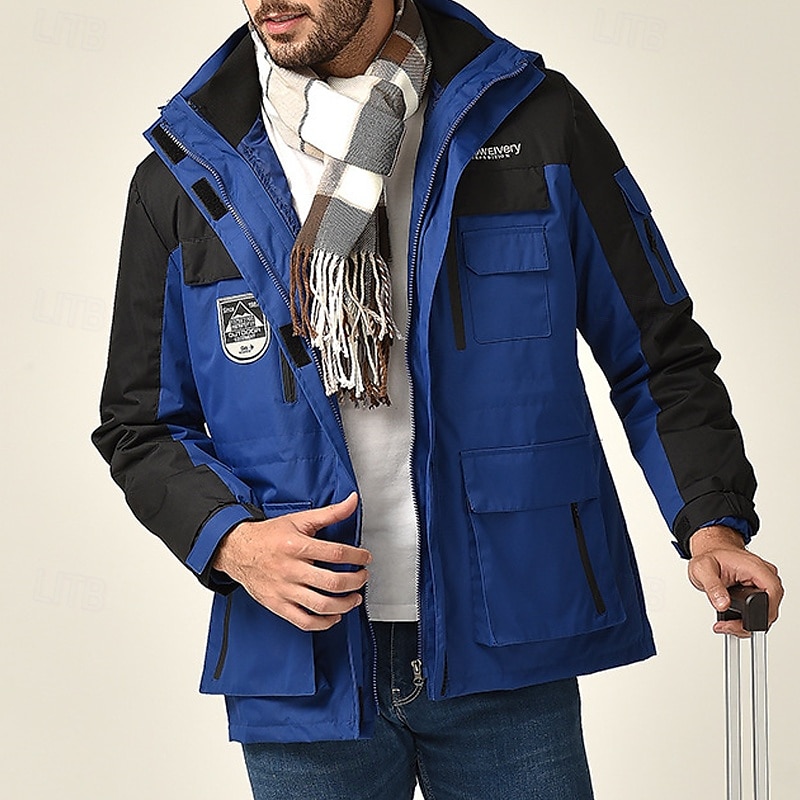 Hombre Chaqueta Softshell Chaqueta para senderismo Invierno Al aire libre Bloque de color Resistente al Viento Resistente al Agua Chaquetas 3-en-1 Chaqueta cortavientos Viaje Negro Marfil Azul Marino 2025 - $88.79 –P4