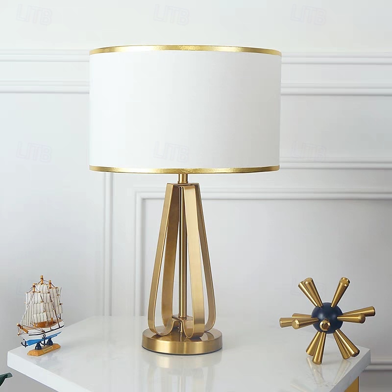 Lámpara de mesa, lámpara de mesa de hierro, lámpara de escritorio americana, lámpara de noche para dormitorio, lámpara de mesa de estudio moderna para sala de estar, lámparas de escritorio doradas 2025 - $224.09 –P2