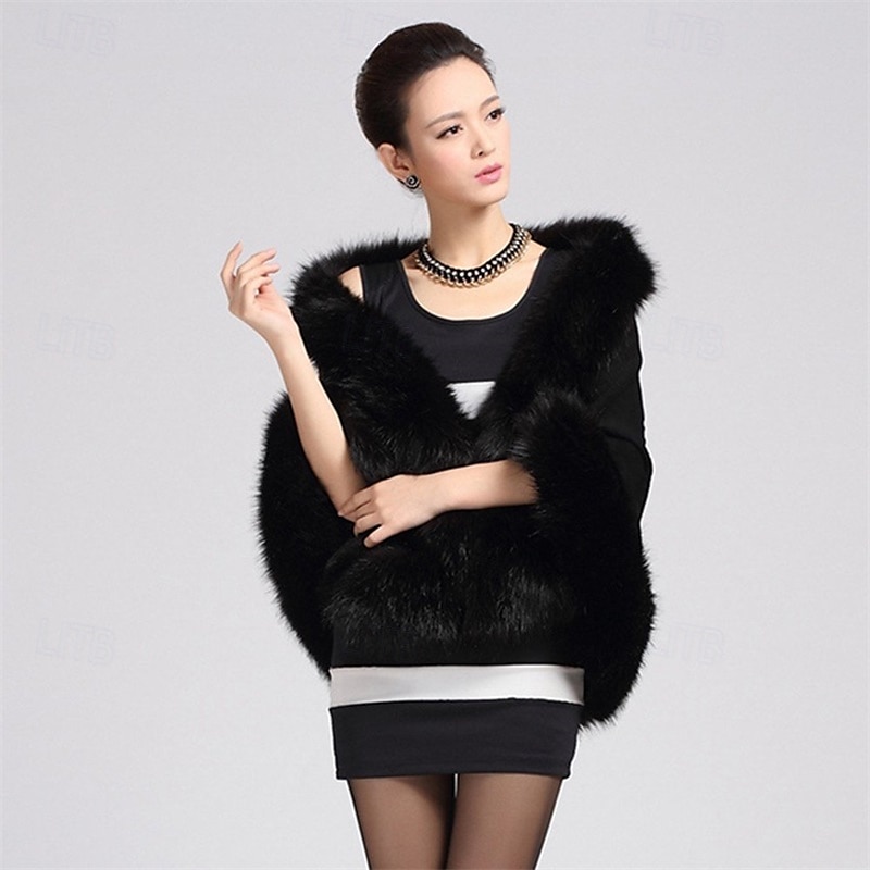 vrouwen luxe bruids imitatiebont sjaal wikkelmantel jas trui cape 2025 - $66.99 –P4