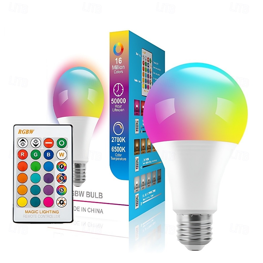 1 PC 5 W 10 W Bombillas LED Inteligentes 450 lm E27 A60(A19) 29 Cuentas LED Control Remoto RGBW 220 V 2025 - $7.49 –P1