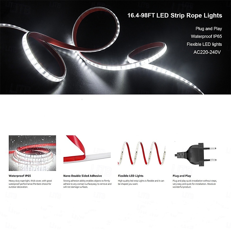 3M 5 метров 10 м Гибкие светодиодные ленты 1200 светодиоды 2835 SMD 8мм 1 монтажный кронштейн 1 комплект Холодный белый Красный Синий Светодиодные ленты В помещении Для вечеринок На открытом воздухе 2025 - $16.99 –P2