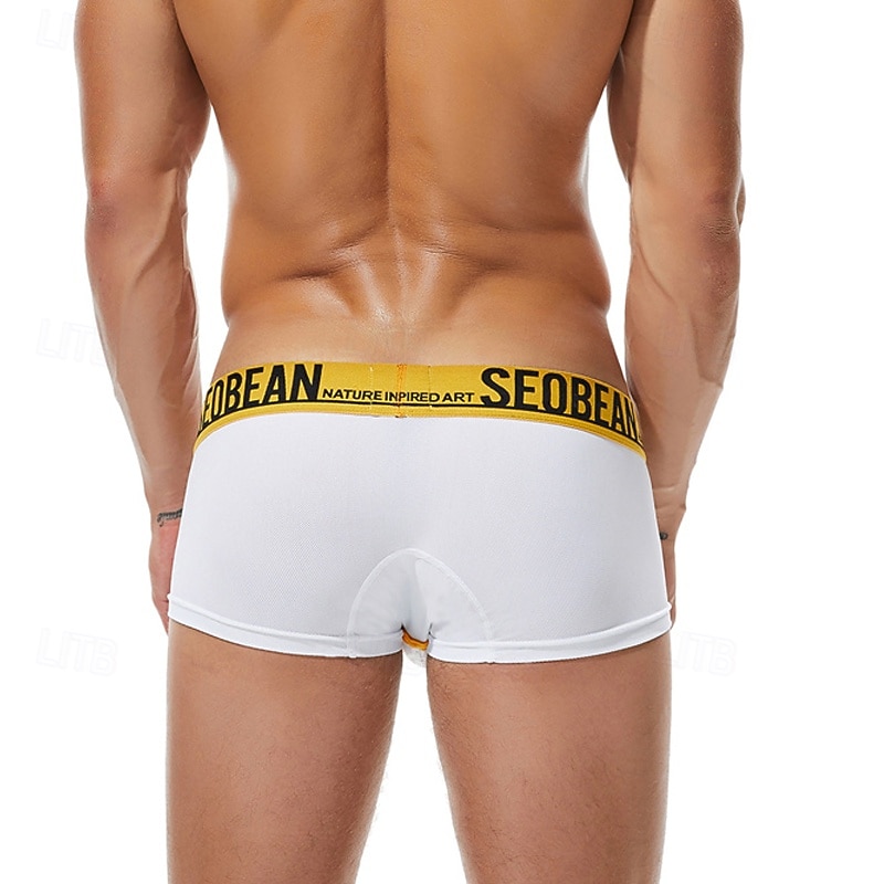 Men's 1 PCS Boxers Underwear Boxer Shorts Patchwork Nylon Breathable Soft Comfortable Letter Mid Rise Black White 2026 - $9.49 –P2