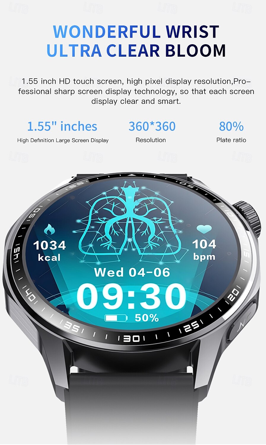 2025年 696 F210 スマートウォッチ 1.55 インチ スマートブレスレット ブルートゥース ECG + PPG 歩数計 着信通知 と互換性があります Android iOS 男性 ハンドフリーコール メッセージ受信通知 IPX-0 48mmウォッチケース コレクション – $76.99 –P2