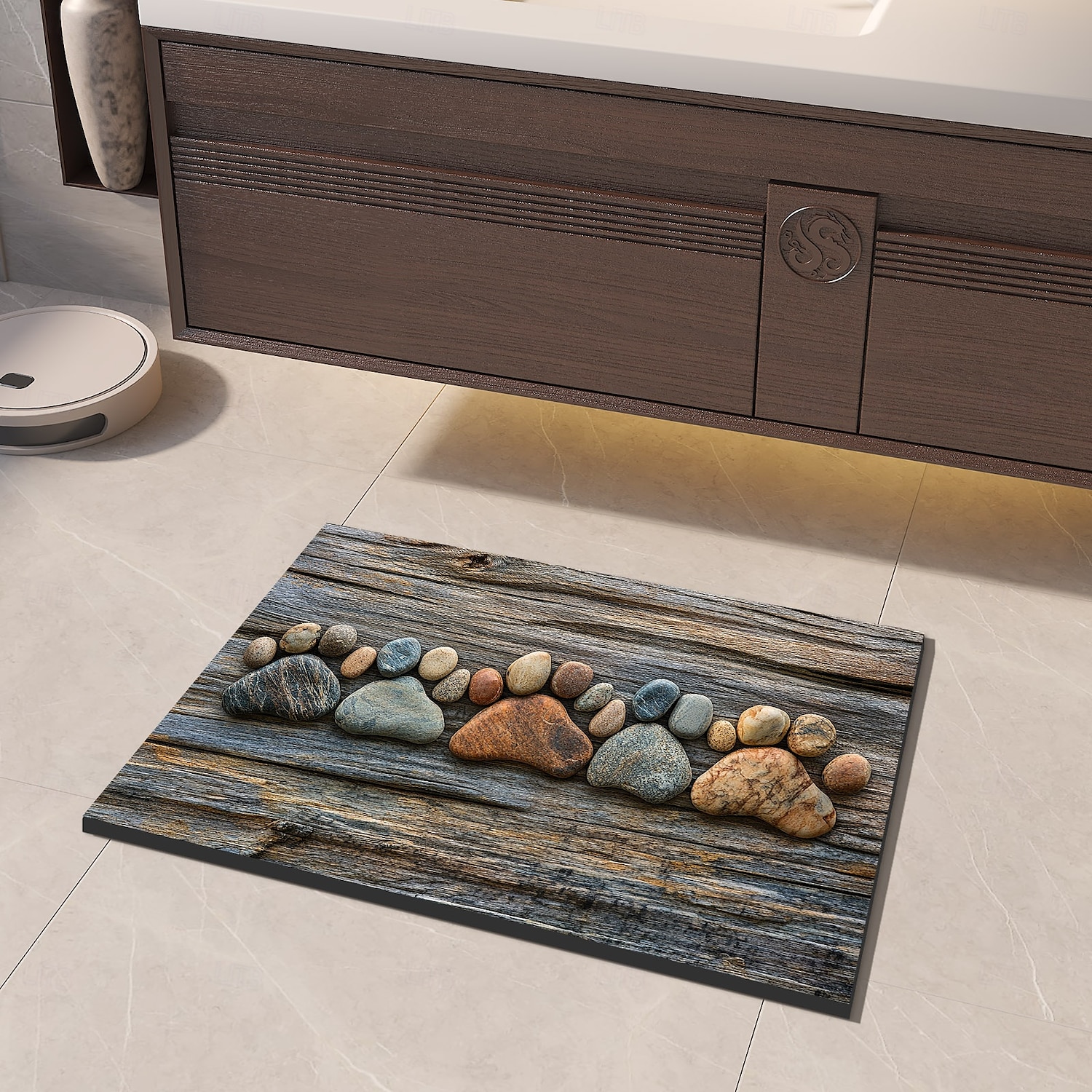 Pebble Bathroom Rug, Polyester Rectangle Door Mat, Super Absorbent, Non-Slip, Easy-to-Clean, Stain-Resistant Bath Mat 2025 - $8.99 –P10