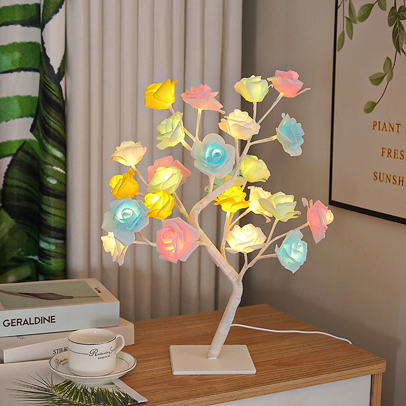 led rosetre lampe valentinsdag skrivebordslampe bryllup bursdagsfest hjemme soverom nattlys usb-drevet avtakbar valentinsdag dekorasjon nattlys 2025 - $21.99 –P3