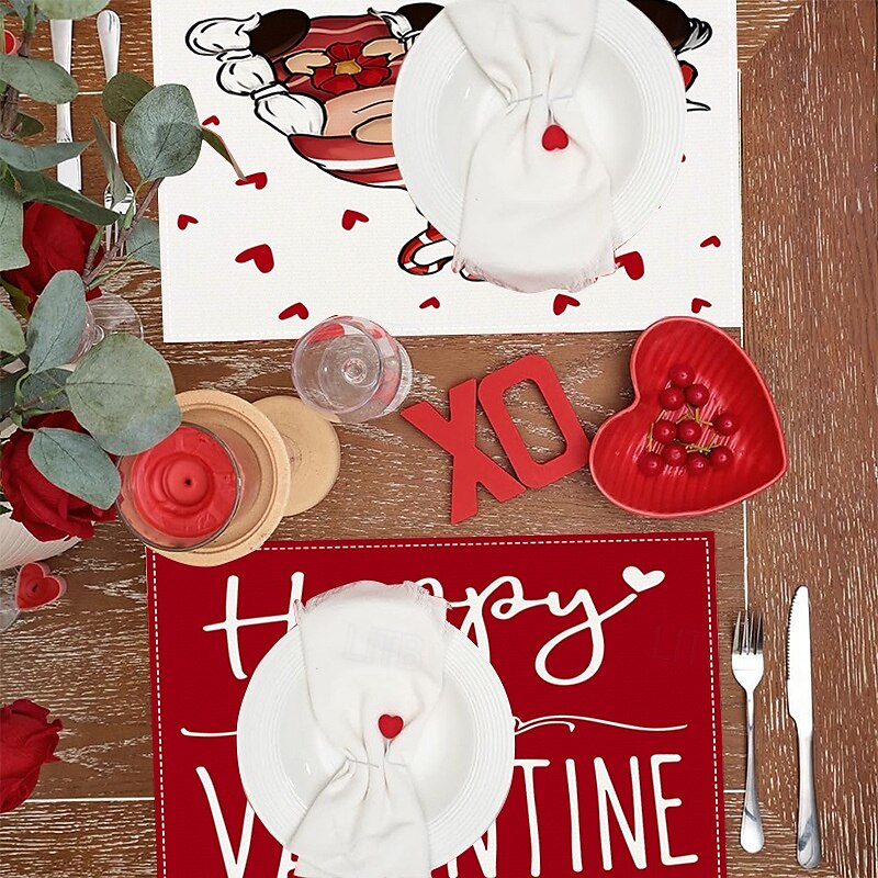 Valentine's Day Placemats Set of 4 Romantic and Decorative Table Mats Featuring Heart or Rose Patterns Durable and Heat-Resistant Perfect for Adding a Touch of Love to Your Dining Table Decor 2025 - $14.49 –P3