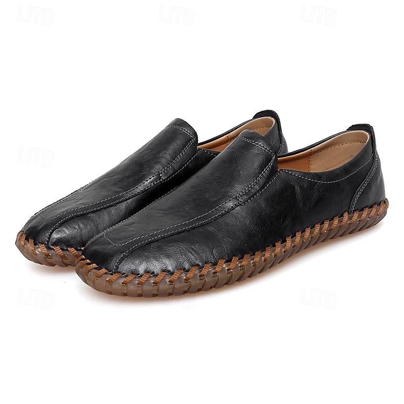 Men's White Faux Leather Slip-On Loafers with Hand-Stitched Sole – Lightweight Casual Shoes for Driving, Walking, and Summer Outfits 2025 - $46.99 –P5