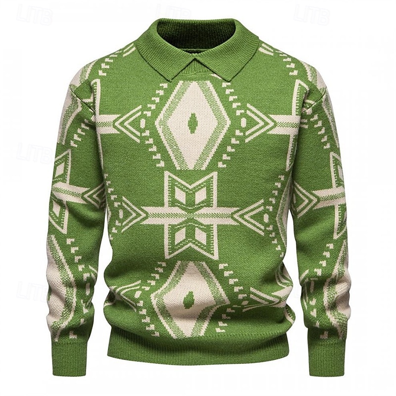 Herren Pullover Strickpullover Gerippt Stricken Standard Strick Raute Kargen Modisch Basic Freizeitskleidung Verabredung Bekleidung Herbst Winter Schwarz Rote S M L 2025 - $39.99 –P5