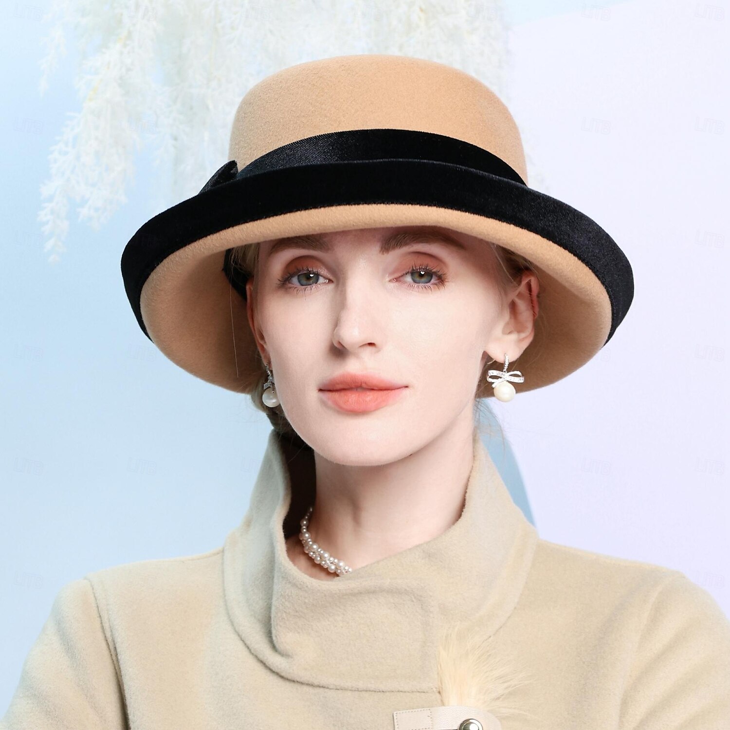 Palarie 100% Lână Pălărie Vară Pălărie Nuntă Petrecere ceai Elegant Nuntă Cu Funde Despicare Diadema Articole Pentru Cap 2025 - $44.99 –P4