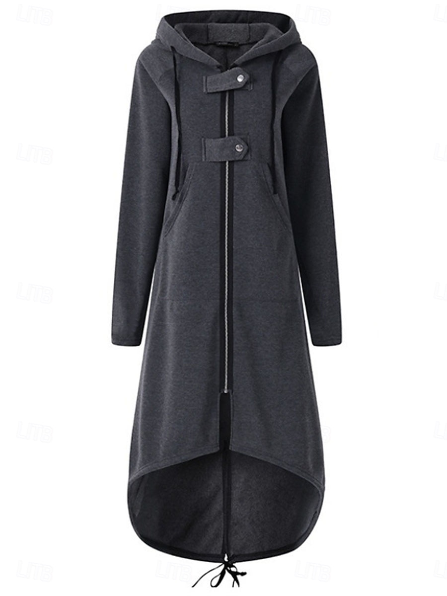 Femme Décontractées manche longue Sweat à capuche Hauts longs Plein Air Quotidien Zippé Poche Noir Gris Automne Hiver de 2025 ? $35.99 –P3