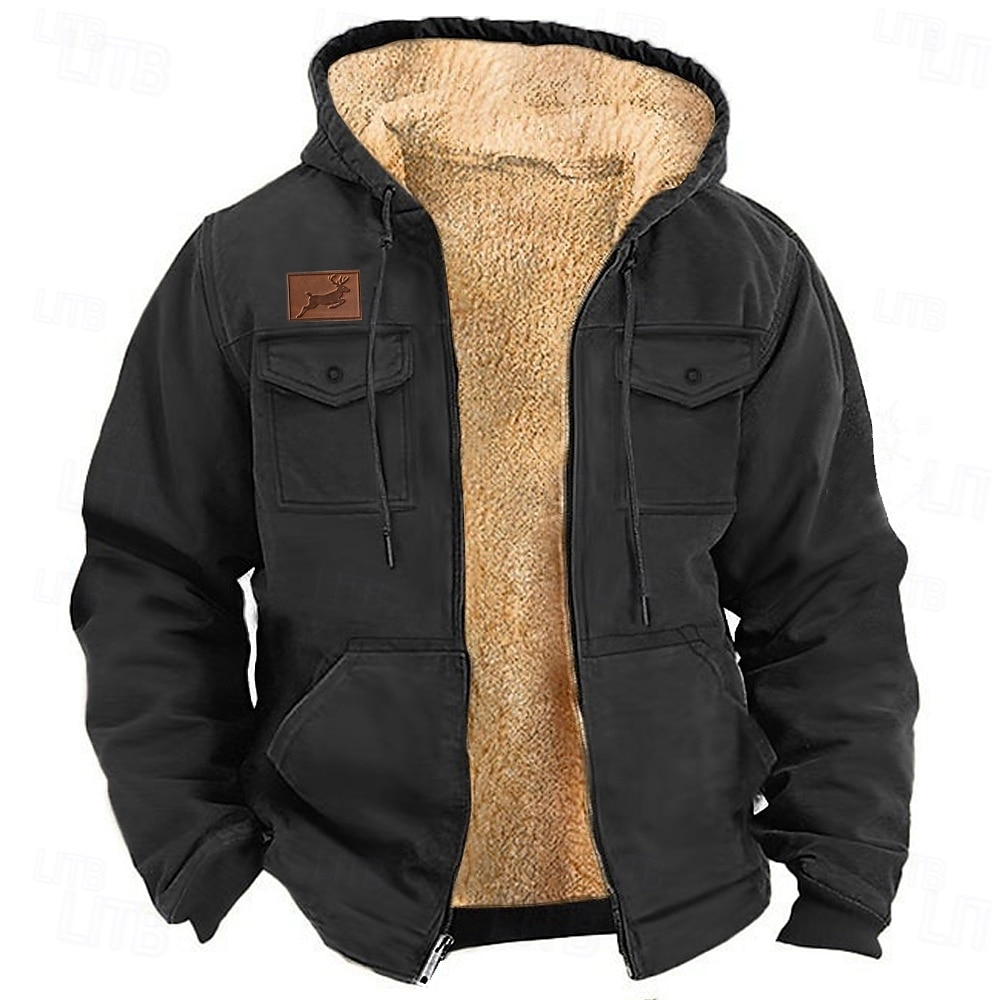 Homens Côr Sólida Cowboy Tosão Moletons Moletom Moletom com capuz Com Capuz Moda Impressão 3D Feriado Streetwear Preto Azul Zíper Bolsos Outono Inverno Designer de 2025 por $49.99 –P2