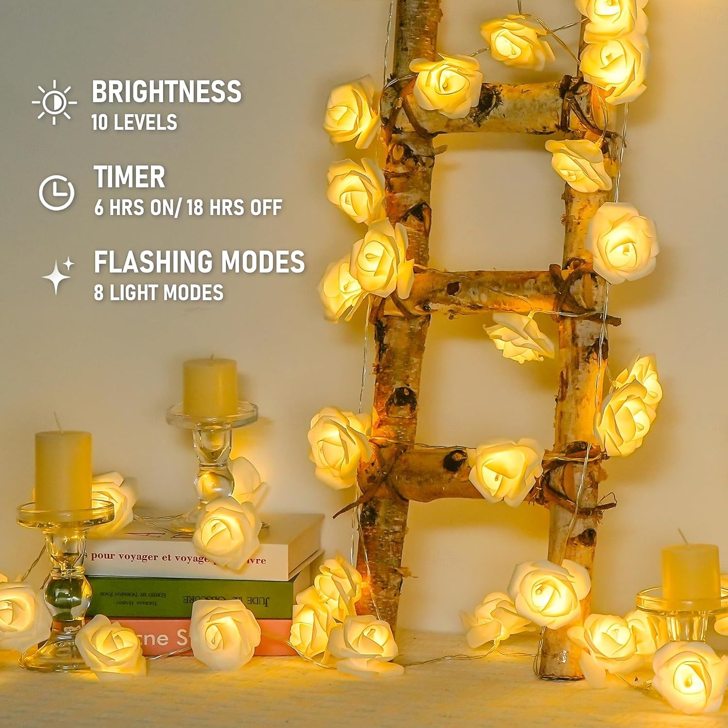 3 м 20 LED розовые и белые цветочные огни с пультом управления цветочные гирлянды работающие от батареек 8 режимов для свадеб вечеринок декора комнаты декора спальни украшений для камина 2026 - $14.99 –P9