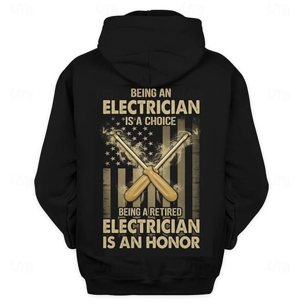 Men's Funny Electrician Hoodies Sweatshirt Outerwear Hooded Sweatshirt Crew Neck Fashion 3D Print Party Holiday Streetwear Black Blue Drawstring Fall Winter Designer 2025 - $29.99 –P3